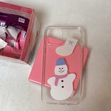 スノーマンプンプンハードフォンケース / snowman pungpung hard phone case(glossy hot pink)