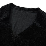 Vintage Velvet Collar Cardigan [BLACK] (6618805633142)