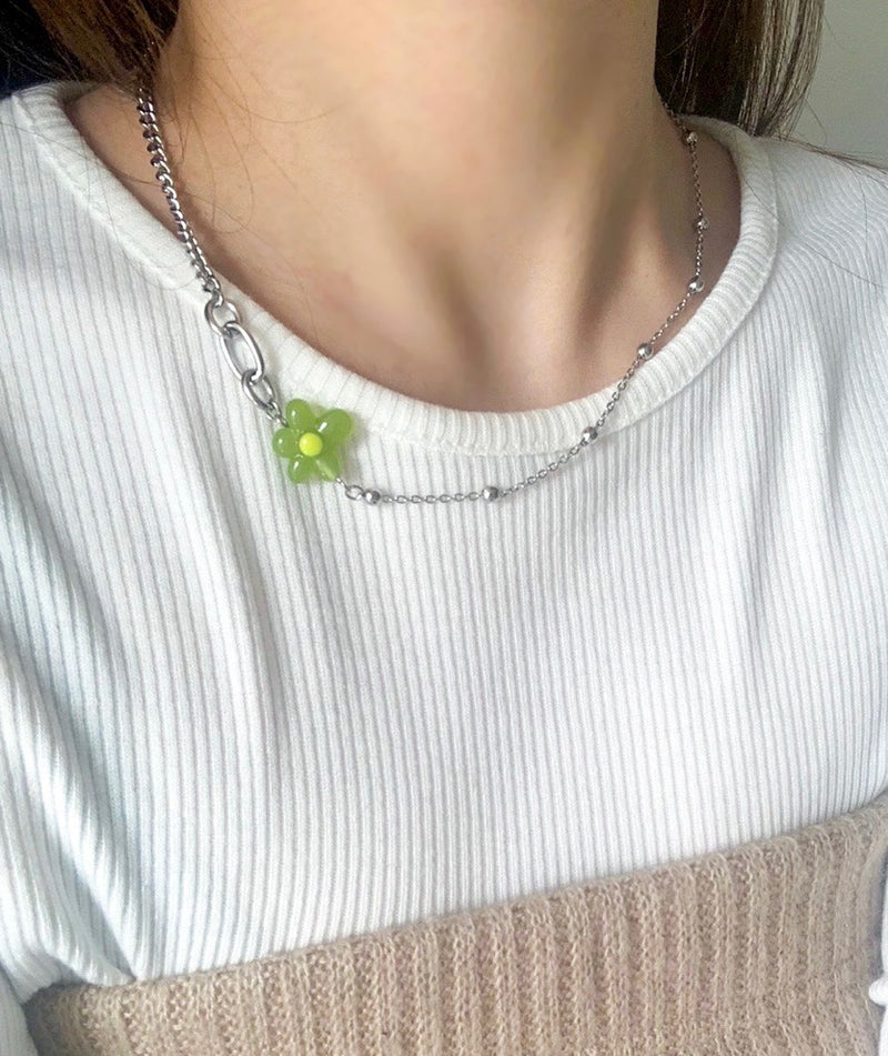 サージカルフラワーネックレス / Surgical Flower Necklace (2 colors)