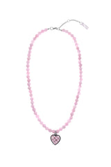 ピンク チェッカード ハート ネックレス / pink Checkered Heart Necklace