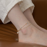 パステルキャンディーチェーン925シルバーブレスレット/[2way] Pastel candy chain 925 silver bracelet/anklet