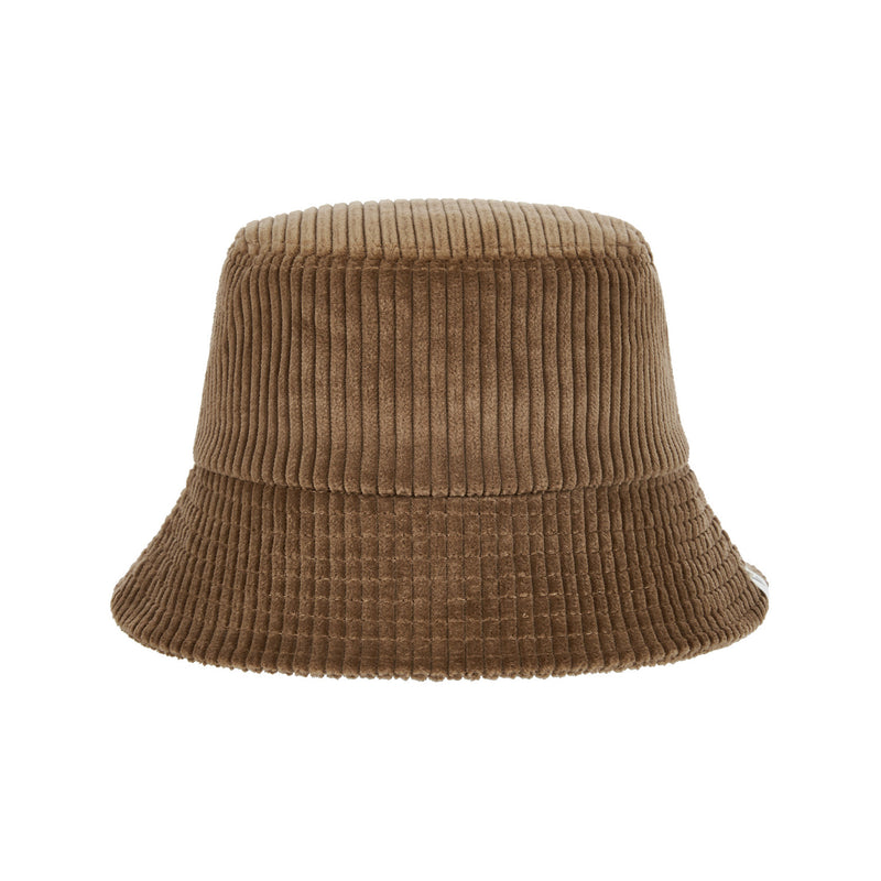 ワイドコーデュロイラベルバケットハット/Wide Corduroy Label Bucket Hat Brown
