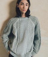 Hand painted fisherman knit sweater_melange gray
