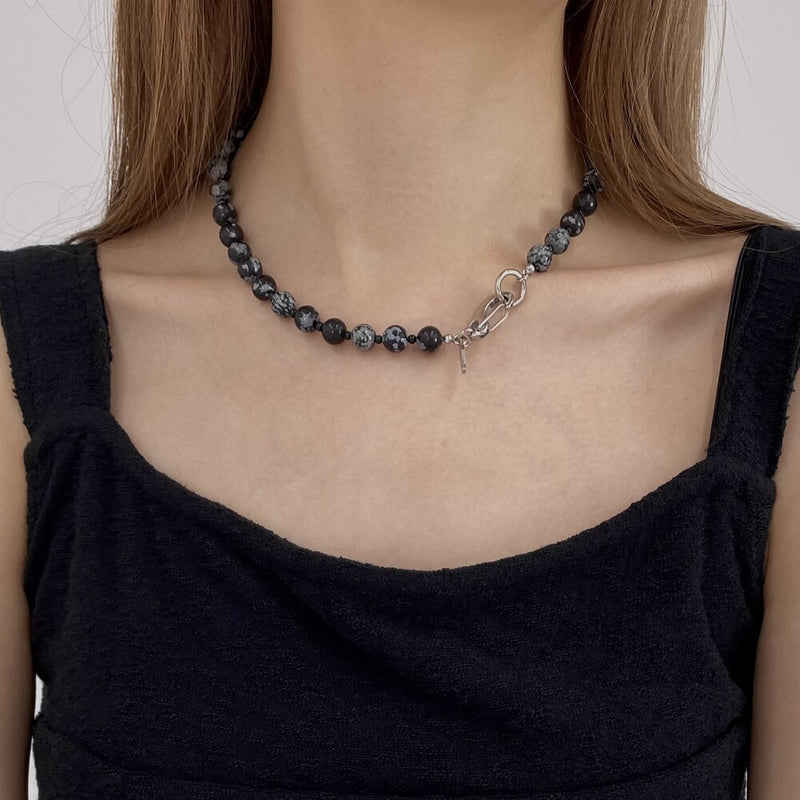 スノーフレークネックレス/Snowflake necklace (black)