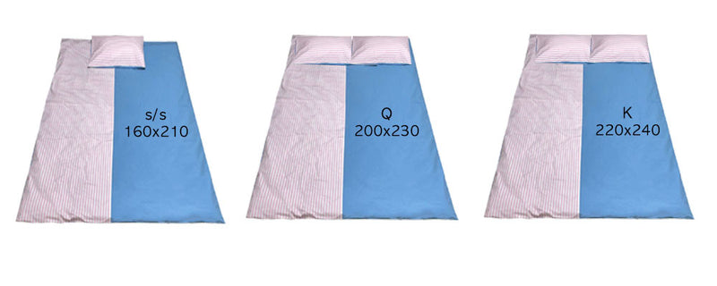 ハーフストライプベッディングカバーセット/half stripe bedding cover set - pink sky blue