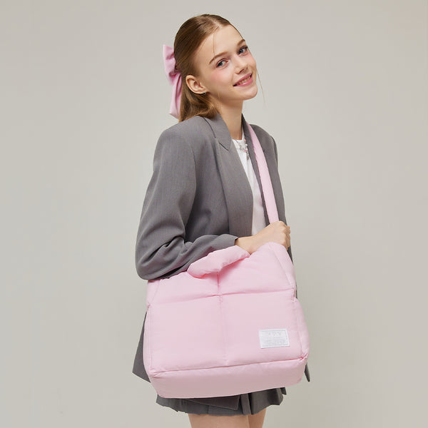 Square Quilting Tote Cross Bag _ Pink