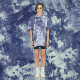 タイダイクロップロゴプリンティングTシャツ / Tiedye Logo Printing T-shirt (purple grey)