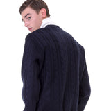 [UNISEX] Knit Back Pullover (Navy) (6655751127158)