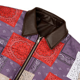 [UNISEX] `CUL` Reversible Leather and Paisley Bomber Jacket (Red) (6656427720822)