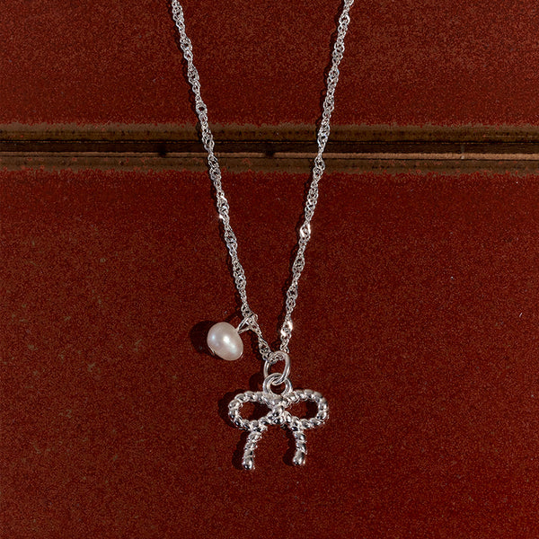 [24SP][sv925] ribbon string pearl necklace