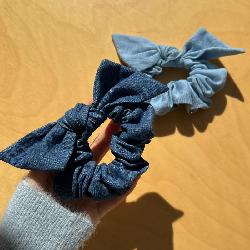 デニムリボンシュシュ / Denim Ribbon Scrunchies (2 colors)