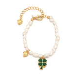 clover heart pearl bracelet