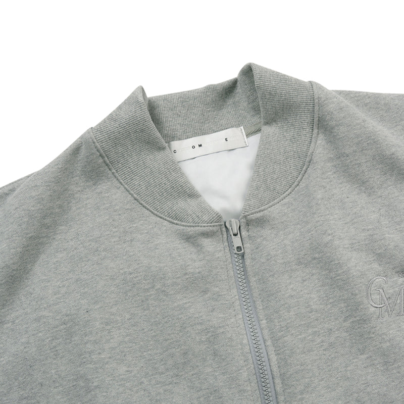 [UNISEX] Fleece-Back Cotton-Jersey and Padded Shell Zip-Up Sweatshirt (Grey) (6656650903670)