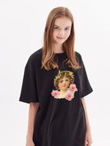ガールオブエンジェルプリントワイド半袖Tシャツ / girl of angel print wide short sleeve t-shirt (4534299230326)
