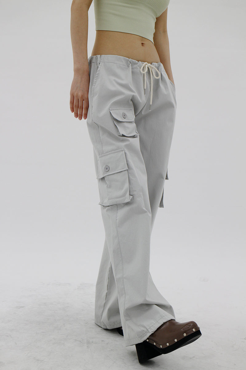ローライズポケットストリンググレートラウザーズ / low-rise pocket-string gray trousers