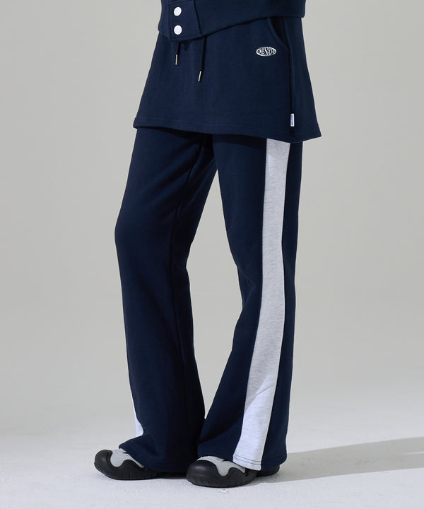 Our sweats color matching skirt pants navy/white melange