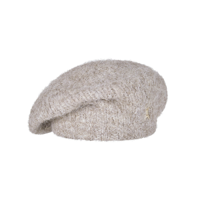 スタッズロゴウールニットベレー帽/Stud Logo Wool Knit Beret Mocha