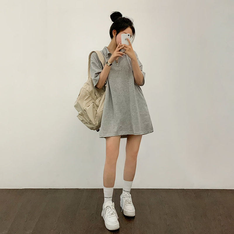 ショートスリーブドアノラックミニドレス / A short-sleeved anorak mini dress