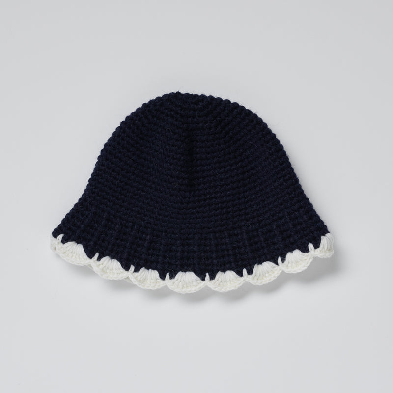 플라워벨햇 (네이비 앤드 화이트) / Flower bell hat (navy and white) (6656025985142)