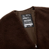 [UNISEX] Reversible Faux Fur Cardigan Coat (Dark Brown) (6656668106870)