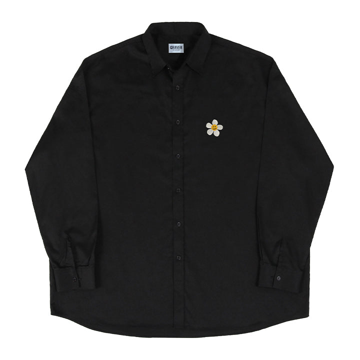 フラワードットエンブロイダリーオーバーフィットシャツ / Flower dot embroidery overfit shirt