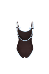 ツイントリミングスイムスーツ / twin trimming swimsuit - brown
