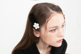 ツイードパールフラワーファーヘアピン / tweed pearl flower fur hair pin black
