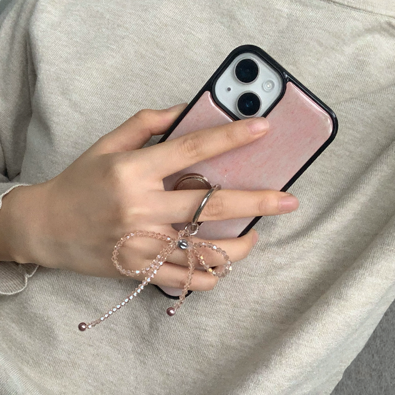【セット】ピンク携帯ケース＋ピンクリボンリングトック