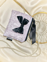 グロッシーオーガンザリボンジップポーチ (S) /Glossy Organza Ribbon Zip-pouch (S/3color)