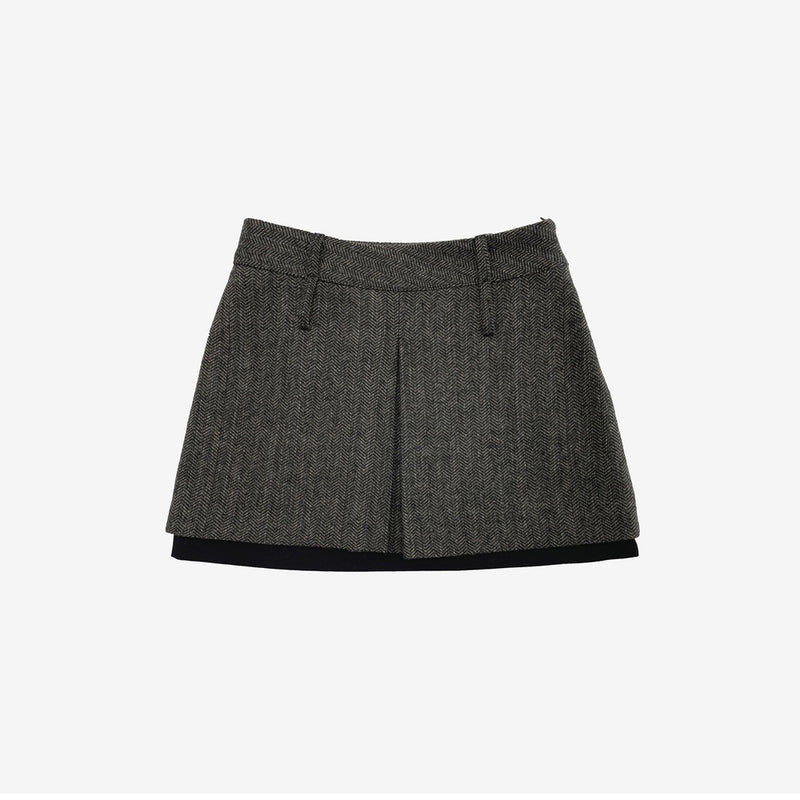 ユセルヘリンボーンレイヤードスカート/Yucell herringbone layered skirt