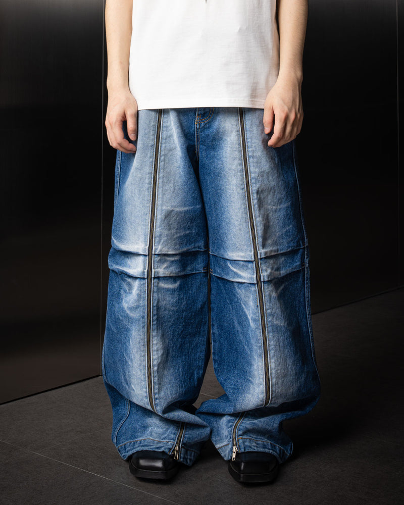 ロングジッパー デニムパンツ / Long Zipper Denim Pants (Blue)
