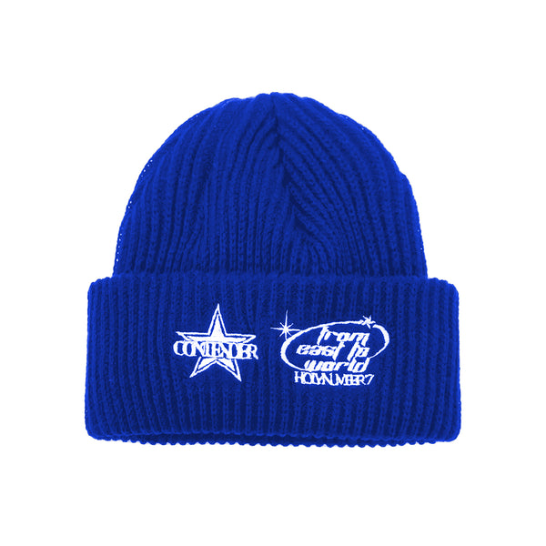HOLYNUMBER7 X DKZ EMBROIDERY BEANIE_BLUE