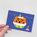 CONGRATULATION CUPCAKE TIGER POST CARD (6538765729910)