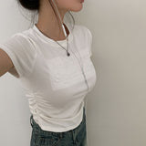 [3color/ body correction] レタリングエンボスシャーリングTシャツ