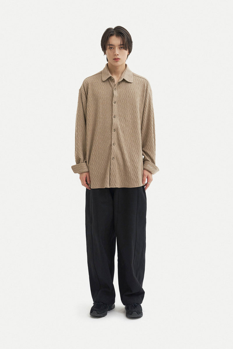 ツイステッドカラーカーディガンシャツ/Twisted collar cardigan shirt S111 Beige