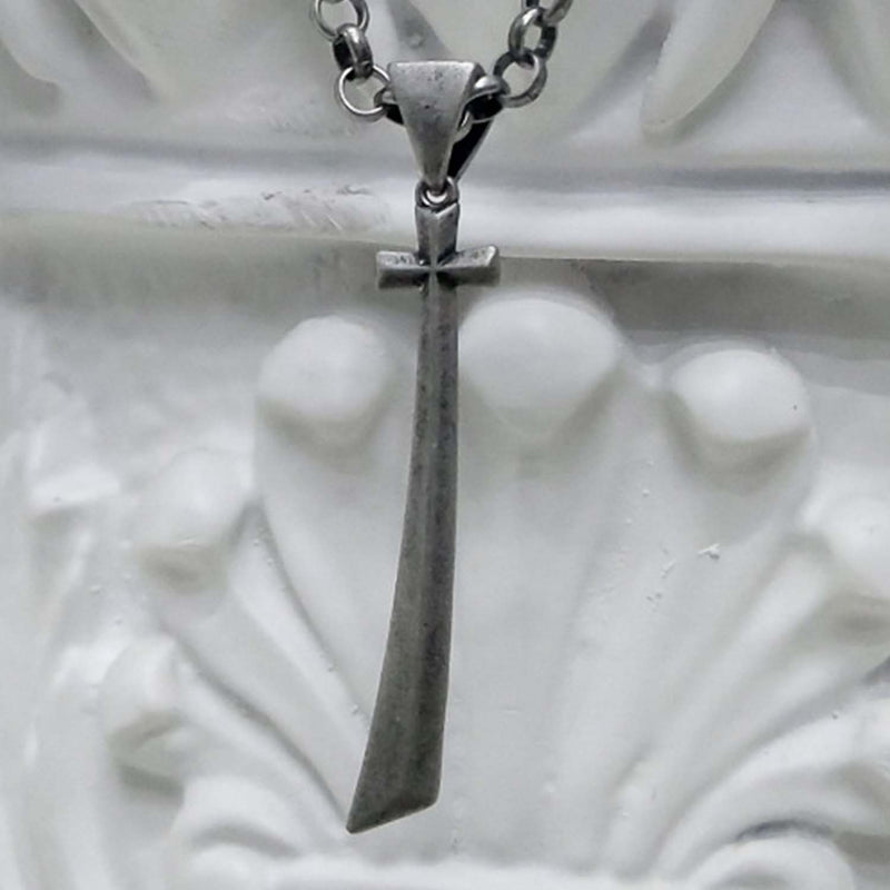 ソリッド クロス ネックレス / [BLESSEDBULLET]soild cross necklace_MEDIUM/LARGE_dark silver/antique gold