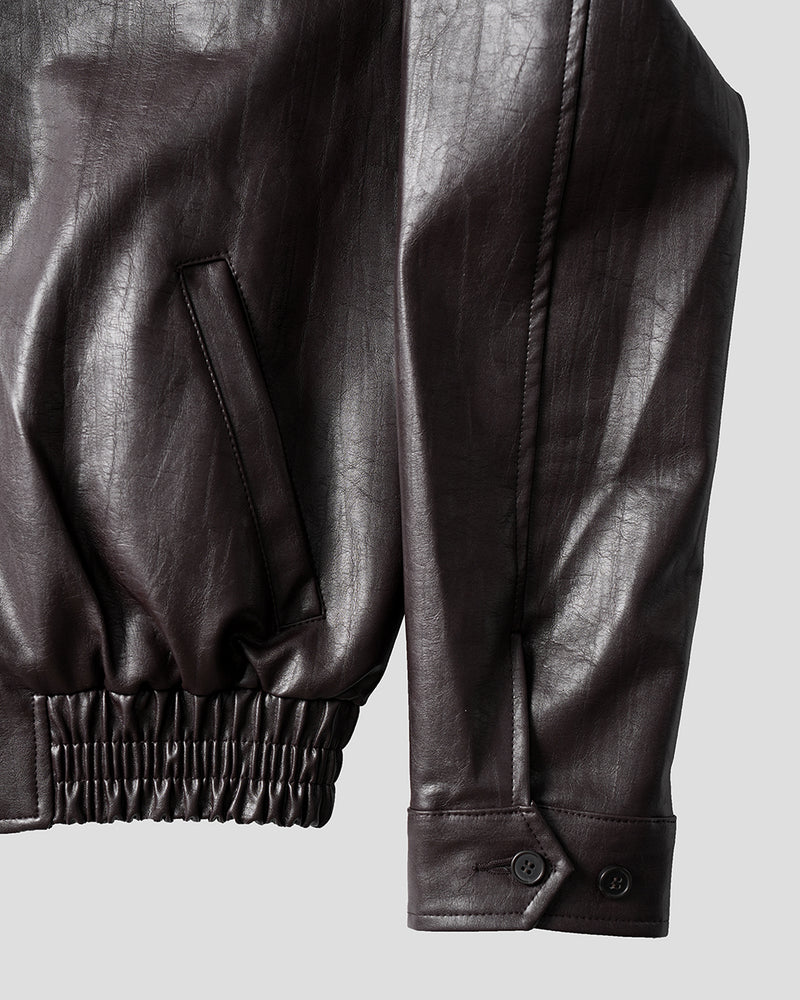 クロップボタンレザージャンパー / crop button leather jumper 2color