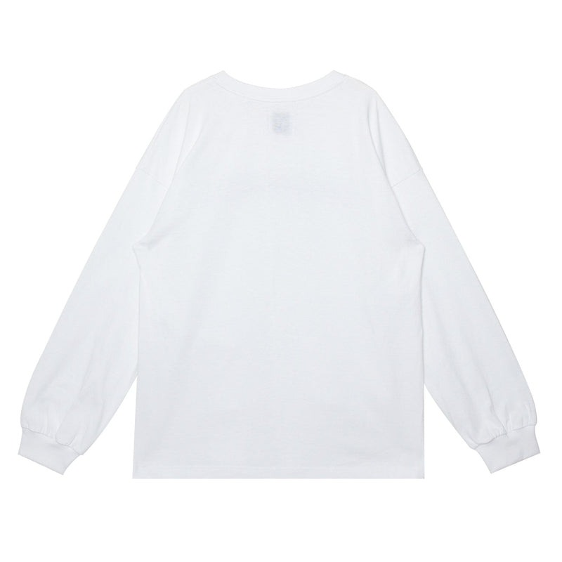 リンクルエフェクトロゴプリントロングスリーブTシャツ / (UNISEX) Wrinkle Effect Logo Print Long Sleeve T-shirt(White)