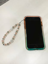 ブラックピンクショートクリスタル フォンストラップ/Black Pink Short Crystal Phone Strap