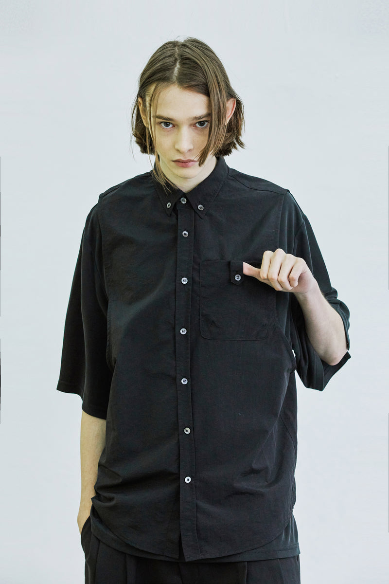 スリーブレスナイロンシャツ＆Tシャツセット/sleeveless nylon shirt & modal tshirt set black