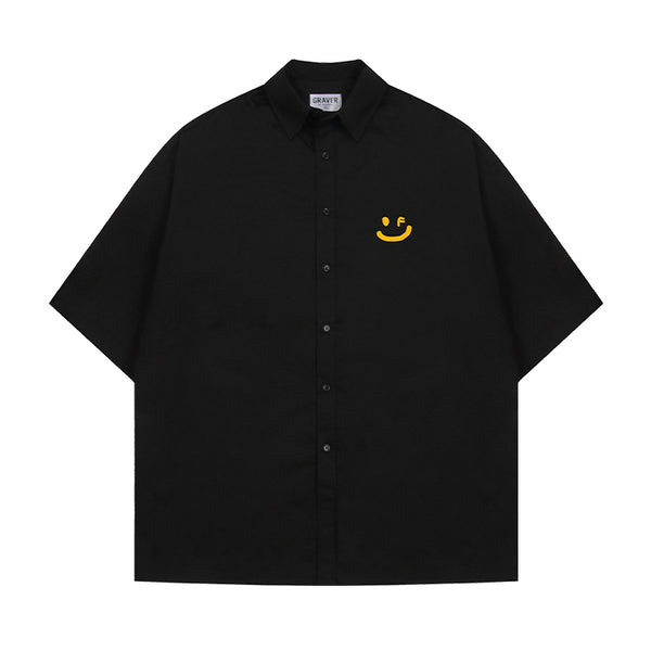スモールドローイングスマイルオーバーフィットショートスリーブシャツ / Small Drawing Smile Overfit Short Sleeve Shirt