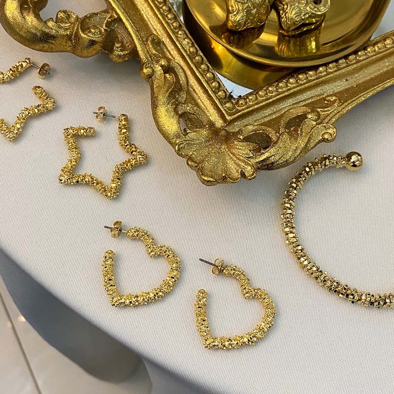フリジア着用！ツインクブリングハートイヤリングゴールドシルバー/Freesia wear! Twinkle Bling Heart Earrings Gold Silver (6653352050806)