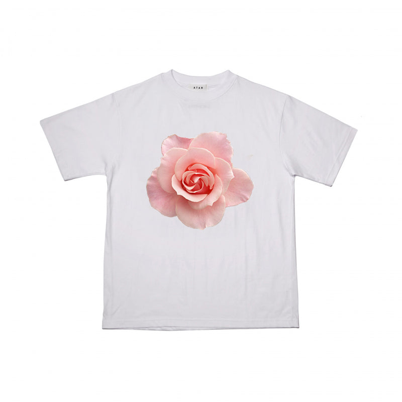 フラワープリントワイド半袖Tシャツ / flower print wide short sleeve t-shirt (4470383673462)