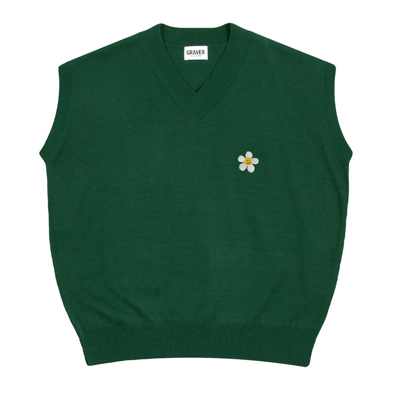 フラワードット刺繍入りニットベスト / Flower Dotted Embroidered Knitwear Vest