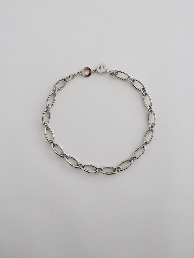 oval necklace - silver (6547817070710)