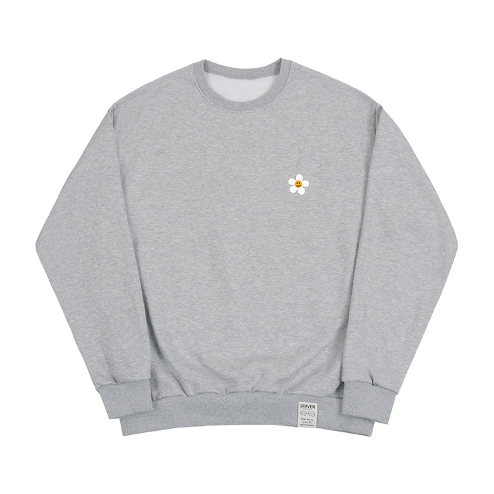 Flower dot logo smile sweatshirt