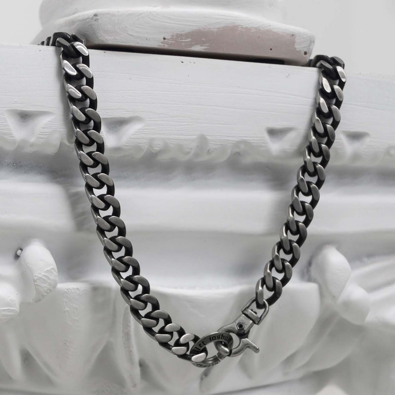 [BLESSEDBULLET]black line  chain necklace_blacksilver_8mm/6mm (6567968833654)