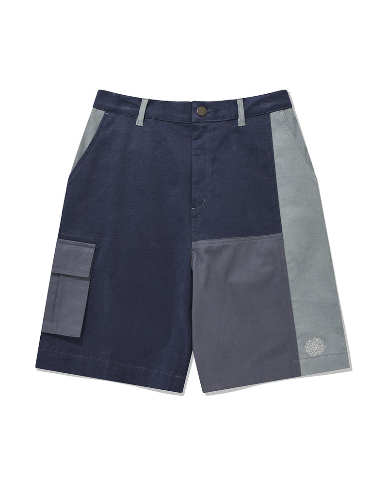 パッチワークカーゴショートパンツ/Patchwork Cargo Shorts/Blue