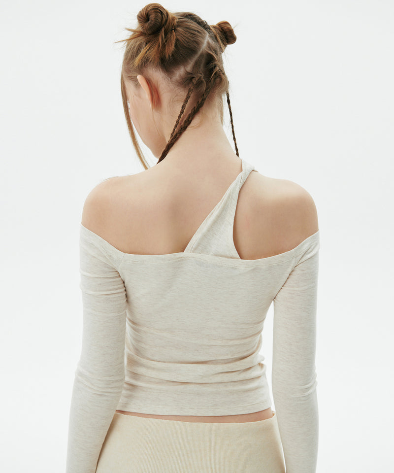 Twisted off-shoulder Top, Oatmeal