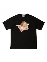 ベイビーエンジェルプリントワイド半袖Tシャツ / baby angel print wide short sleeve t-shirt (4534298443894)
